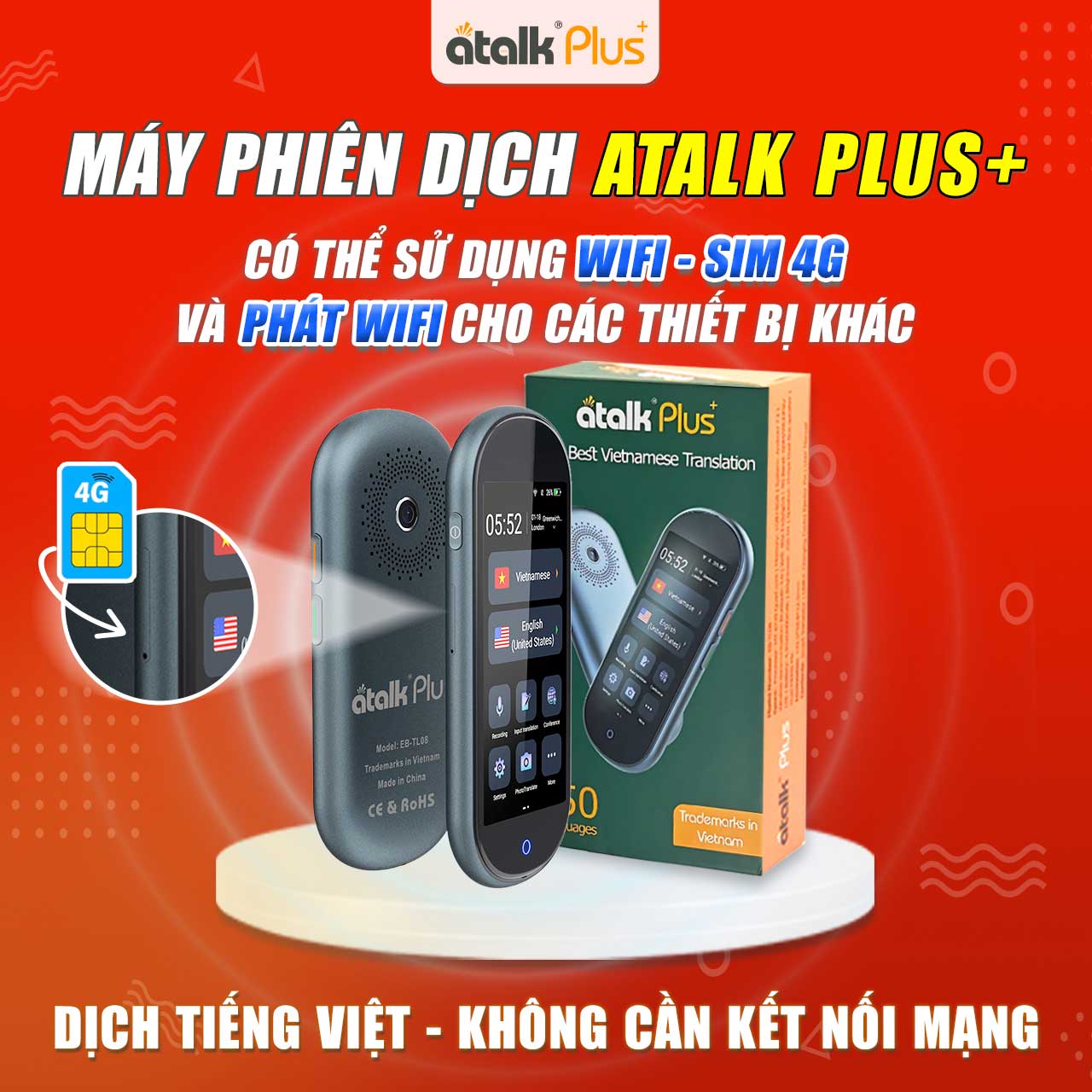 ATalk Plus + Dịch Không Cần Kết Nối Mạng