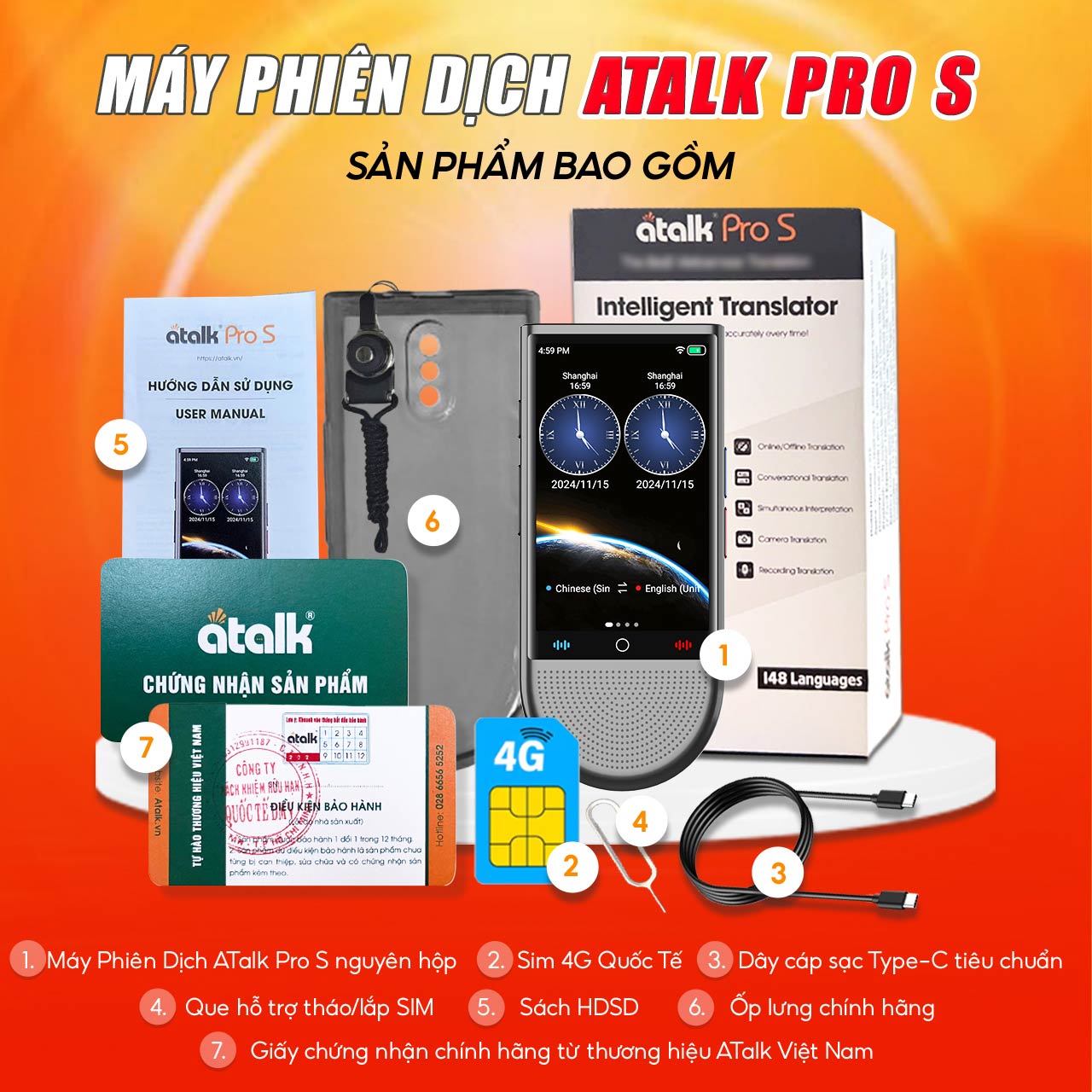 Sản Phẩm Đi Kèm Khi Mua Máy Dịch ATalk Pro S