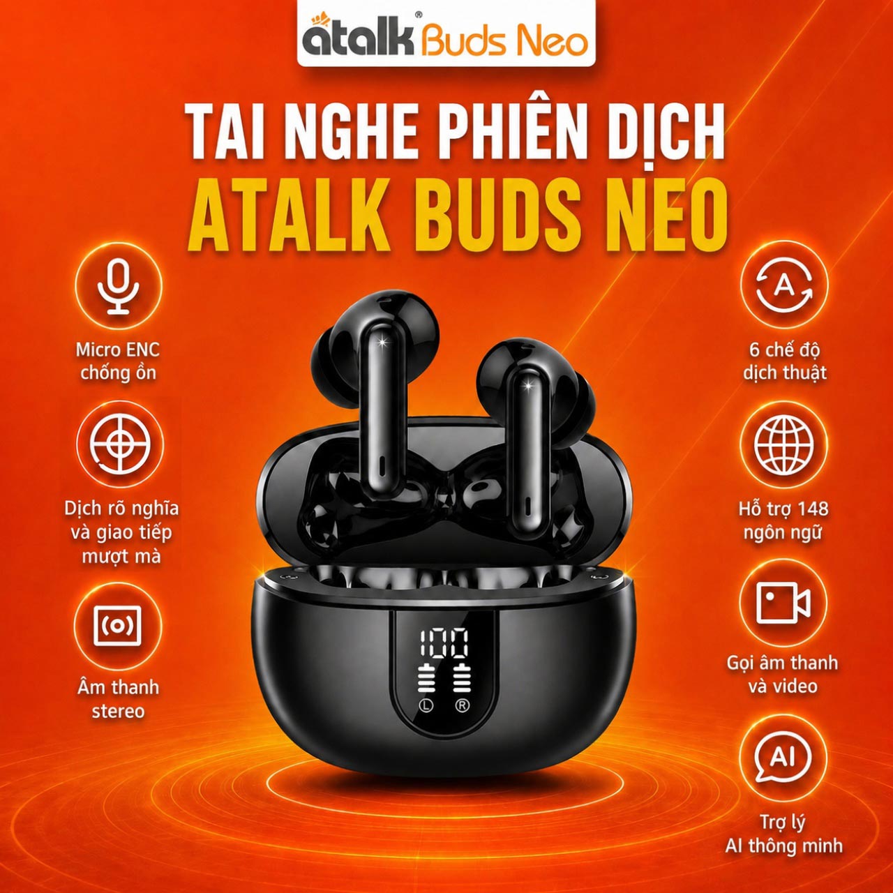 Tai Nghe Phiên Dịch Ngôn Ngữ ATalk Buds Neo