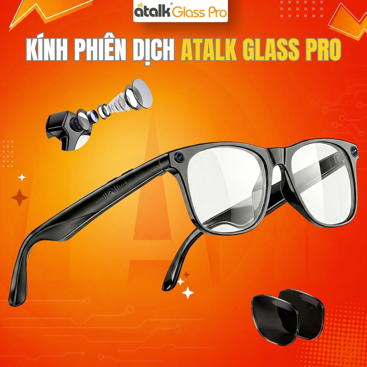 Kính Phiên Dịch AI Thông Minh ATalk Glass Pro