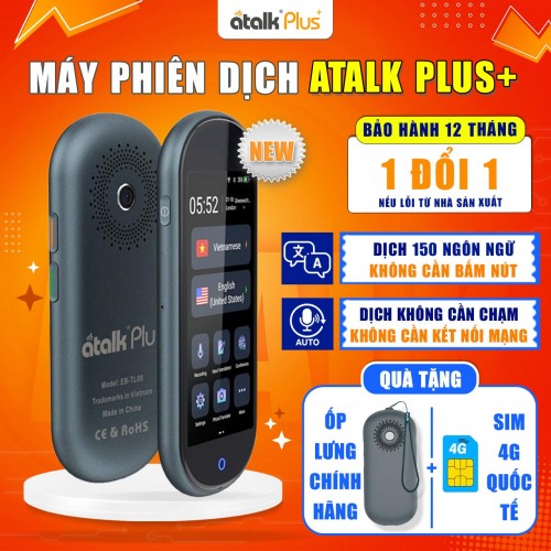 Máy Phiên Dịch ATalk Plus+ | Dịch Tự Động  150 Ngôn Ngữ - Không Cần Bấm Nút - Không Cần Chạm | Máy Dịch TỐT NHẤT