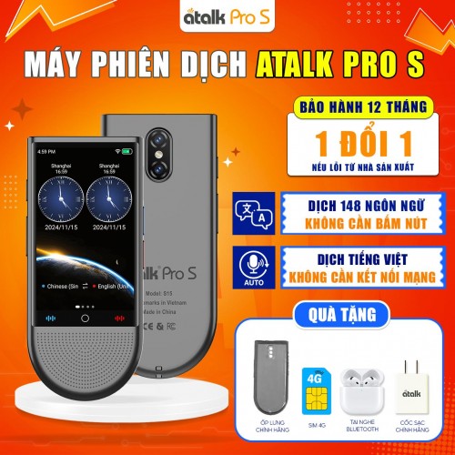 Máy Phiên Dịch ATalk Pro S - Dịch Không Cần Mạng - Dịch Tự Động Không Cần Bấm Nút - Không Cần Chạm Máy Phiên Dịch ATalk Pro S - Dịch Không Cần Mạng - Dịch Tự Động Không Cần Bấm Nút - Không Cần Chạm